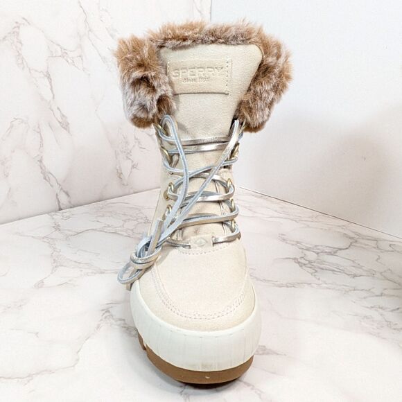 NEW Sperry Women's Torrent Waterproof Winter Lace Up Snow Boot Ivory Size 6.5 US - Picture 9 of 10